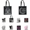 harajuku shop canvas shopper väska tjej handväska axel lady väska kvinnor shoppare väska magiska häxor brygg tarot kort witchy q3aa#