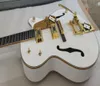 Collector Choice White Falcon G6120 Semi Hollow Body Jazz Electric Guitar Gold Sparkle Body Binding Real G Knobs Korean Imperial2055926