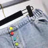 Plus Size 6XL 150KG Summer Women Denim Shorts Vintage High Waist Button Jeans Street Wear Sweet 240322