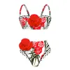 Women's Swimwear 2024 3D Flower Bikini Underwire Swimsuit High Waist for Women Push Up Two Piece Bathing Suits Summer Female yq240330