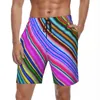 Shorts pour hommes Ligne colorée Gym Été Rayures multicolores Courir Plage Homme Séchage rapide Y2K Rétro Imprimé Grande taille Troncs