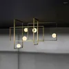 Kronleuchter Moderne rechteckige Kronleuchter Designer Mondrian Glas Deckenleuchte für Villa Wohnzimmer El Shop LED Kücheninsel
