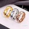 Designer-Ring, luxuriöse Ringe für Männer und Frauen, Titanstahl, graviertes Buchstabenmuster, Liebhaberschmuck, geeignet für viele Anwendungen