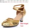 Dance Shoes Adult Sequin Square Closed Toe Salsa Women Ladies Girls Gold Silver Latin