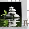 Shower Curtains Zen Curtain Landscape Green Bamboo River Purple Orchid Lotus Spa Ocean Stone Candle Polyester Fabric Bathroom Decor Set