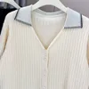 Einfache Revers V-Ausschnitt Strickjacke Pullover Damen Plus Größe Herbst Winter 2023 Freizeitkleidung LG Sleeve Jumper H7 8001 q1RR #