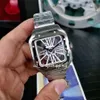 ドロップゴルグメンズウォッチスクエアスケルトン39mmサイズすべてのステンレススチールカジュアルビジネスクォーツwristwatch3038