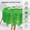 Tafelkleed groen glitter schittering Ierse klaver klavers rond polyester keuken tafelkleed decoratieve elegante cover