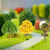 Decorative Flowers 8 Pcs Simulation Tree Ornaments Plant Decor Miniature Trees Scenery Model House Train Plastic Small Decoration Fake