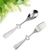 食器セット2銀製品セット平らなハートスプーンフォークステンレス鋼のカトラリー食器食器ギフト家族またはD