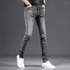 Jeans pour hommes Summer Dark Grey Slim Fit Hommes Style coréen Casual Stretch Denim Pantalon