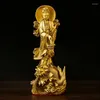 Decorative Figurines Copper Dragon Guanyin Ornaments Stand Bodhisattva Statue Home Living Room Desktop Buddha Decor