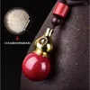 ペンダントネックレスCinnabar Calabash Pendent Open Hollow Bottle天然生の宝石ラッキービーズネックレスキーチェーン携帯電話