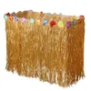 Table Skirt 2M/2.76M Gold Tropical Hawaiian Style Flower Decor Edge Border Bench Grass Cover For Party