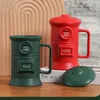 Mugs Vintage Mailbox Coffee Cup Post Box Red Ceramic Cups Office Creative 3D tredimensionell frukostmjölk