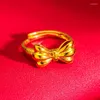 Cluster Rings 14K Rose Silod Gold Color Live For Women Bow Shape Adjustable Ring Fine Jewelry Wedding Anniversary Gift