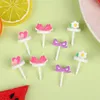 Couverts jetables 8 pièces/ensemble fournitures de collations pour enfants, mélange de couleurs de nœud papillon, fourchette à nourriture, décor de fête, Mini fourchettes à fruits, déjeuners Bento