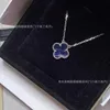 Designer Brand Van High Version Clover Necklace 925 Pure Silver Plated 18k Natural Peter Blue Shining Stone Live Live