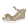 Sandales compensées femmes été plate-forme chaussures talons hauts luxe concepteur en plein air plage femme Sandalias De Mujer