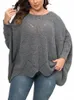 Gibsie-suéteres de talla grande para mujer, suéter informal de manga larga con ala de murciélago y cuello redondo, otoño e invierno, 2023, 19Y7 #