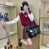 Giappone Studente coreano Maglia Gilet Cardigan Maglione Uniforme scolastica Ragazze Seifuku JK Uniforme Abbigliamento scuola superiore Autunno Inverno Cappotto W0xU #