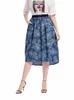 Lih HUA vrouwen Plus Size Denim Rok Lente Chic Elegante Rok Voor Mollige Vrouwen Cott Geweven Rok H6jy #