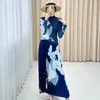 Work Dresses Miyake Fashion Set Women's 2024 Spring And Autumn Seasons Trendy Printing High End Pleated Temperament Commuter Top Half Skirt