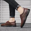 Zapatos casuales 2024 con cordones para hombre, zapatos cómodos para caminar, zapatos Oxford de cuero genuino para hombre, clásicos para boda