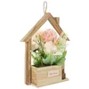 Декоративные цветы в европейском стиле, деревянная подвесная раковина, настенная цветочная корзина, искусственная