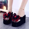 Slippers 2024 Women Wedges Sandals Super High Heels Ladies Fashion Flip Flops Cute Bowknot Female Party Shoes Plus Size Slides