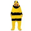 Home Clothing Unisex Adult Yellow Bee Onesie Animal Cosplay Costume One Piece Pajamas Kigurumi Cartoon Dramas Props
