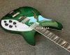 Custom RIC Trans Green Semi Hollow Body 360 330 Chitarra elettrica a 12 corde 2 Pickup per tostapane Jack a doppia uscita Triangolo MOP Inla9149979