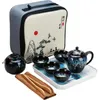 Çin Kung Fu Seyahat Çay Seti Seramik Sır Çaydansı Gaiwan Porselen Teaset Sıkışları Teaware Setleri İçecek Tarihi Töreni 240325