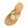 Sandales femmes 2024 femmes fleur perle commerce extérieur grande pantoufle mocassins mocassins pantoufles