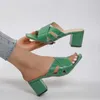 Slippers Summer Square High Heels les Women Sandals Slides Casual Shoes Size 35-43 Sandale Femme Solid H240328GOXN