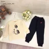 Gglies Chándales de lujo para bebés Ropa de diseñador para niños de alta calidad Tamaño 100-160 Sudadera con capucha con estampado de gato y pantalones con cintura elástica Jan10