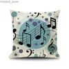 Kudde 45x45cm Piano Nyckel Underbara anteckningar Dekorativa Case Car Soffa Art Piece Office Seat Cushion Cover Home Decoration Y240401