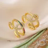 Cluster Anéis Mafisar Chegada Cor de Ouro Colorido Zircão Geométrico Aberto para Mulheres Oco Out Design Moda Jóias Presentes de Feriado