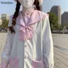 Uniforme scolastica giapponese Vestito Bowknot Collare da marinaio Carto Cat Primavera Autunno Manica Lg JK Uniforme Vita alta Gonna a pieghe Set q9SJ #