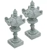 Garden Decorations 2 Pcs Japanese Tower Light Decoration Micro Landscape Decors Pavilion Model Square Hole