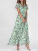 Podstawowe sukienki swobodne Kobiety z krótkim rękawem v pullover sukienki słodka styl mała sukienka w talii zwykła suknia 24319