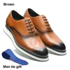 Casual Shoes Classic Men's Oxford With Brogue Perforations Dot Handmade Real Leather Men Sneakers Lace-Up Business Wedding