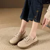Buty zwykłe ciciyang oryginalne skórzane koronkowe mokasyny dla kobiet 2024 Spring Ladies Retro Single Shoe Sofe Sole Platform