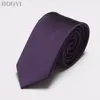 Bow Ties HOOYI Solid Color For Men Business Gravata Slim Tie Polyester 2024 Skinny Necktie Fashion Wedding Accessories