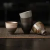 Tasses soucoupes tasse à thé à l'ancienne cadeau accessoires de poterie pour les amateurs de thé brut la tasse de style japonais Matcha rétro faite à la main
