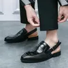 Pantoufles Style italien mode sandales en cuir de haute qualité pour hommes robe d'affaires chaussures faites à la main Sandalias grande taille