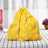 casual Cott Lattice Beam Drawstring Bag Cosmetic Bag Travel Makeup Case Organizer Shoes Gift Storage Pouch 811p#