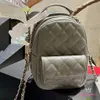 Designer bag 24C Caviar Cowhide Mini Backpack Retro Diamond Chain hand held Crossbody bag Mini schoolbag Lychee pattern Mini Handbags for Women 18cm