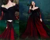 Elegant Red Prom Dresses Luxury Off Shoulder Illusion Long Sleeve Sequins Beaded Evening Dresses Bling Special Occasion Dresses8376306