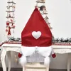 Housses de chaise 1pc Noël Love Forest Personnes âgées Ensemble de nains sans visage Décoration de vacances Salle à manger